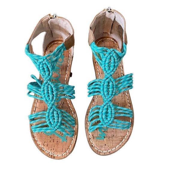 Sam Edelman Other - Sam Edelman Turquoise Summer Sandals Shoes, Youth Girl Size 2 Gladiator Flat